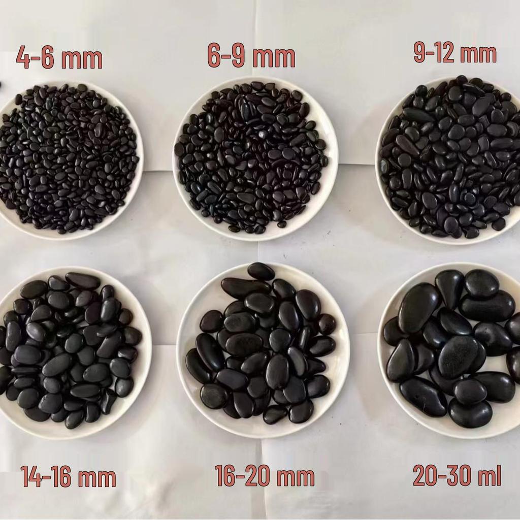 Черная полированная речная галька для подогрева пола и ландшафтного дизайна карэсансуй