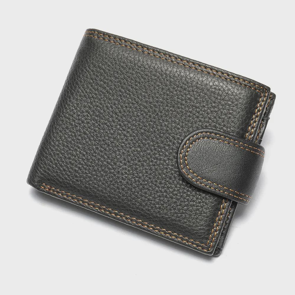 Мужской кошелек-клатч из натуральной кожи: Короткая многофункциональная визитница из коровьей кожи с зажимом для доллара и кошельком для монет.