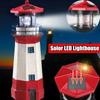 Lighthouse Statue Shape LED Solar Light Rotating Automatically Lit Solar Powered Lamp