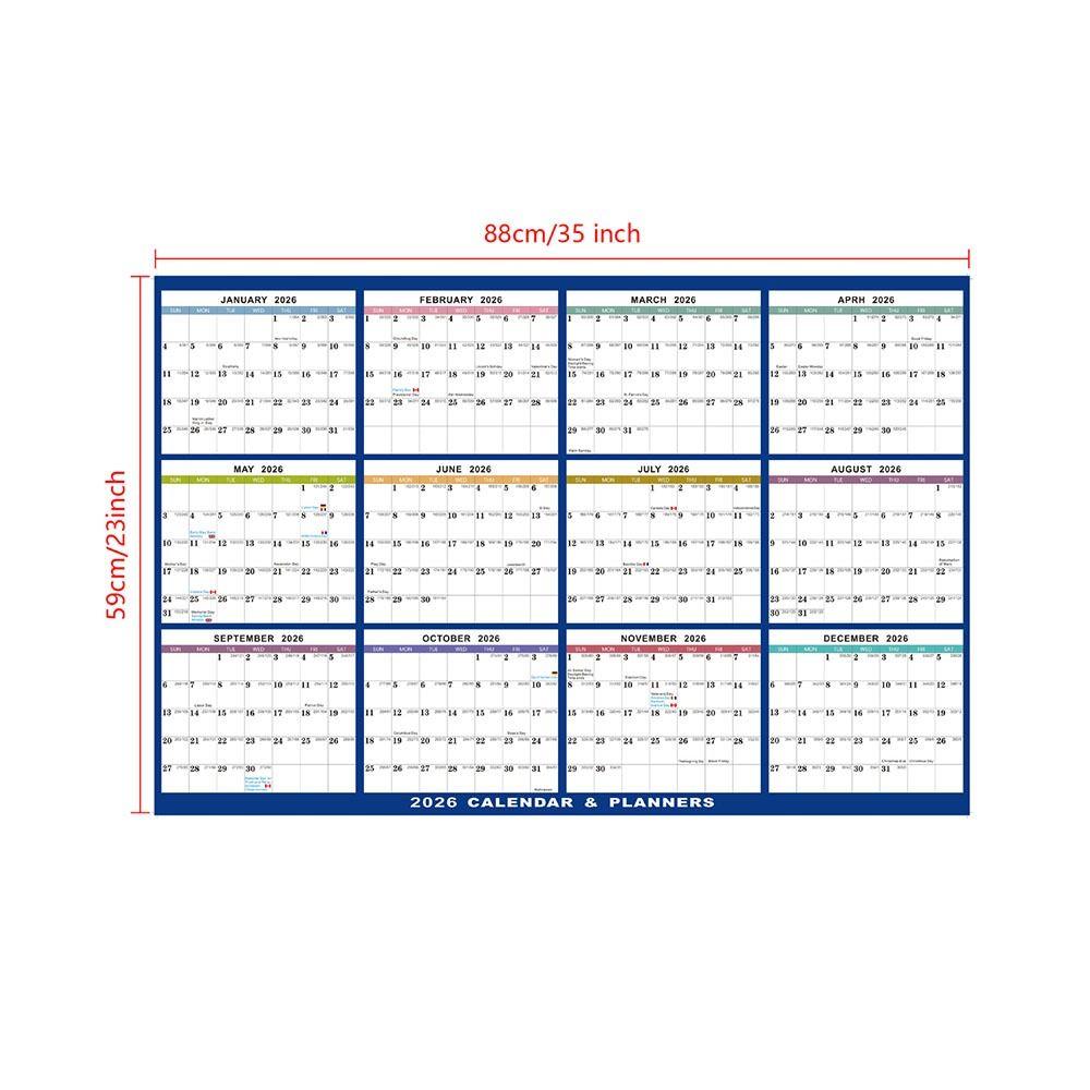 Стираемый Большой Настенный Календарь Двусторонний Планировщик Рабочего Графика для Домашнего Офиса и Школы