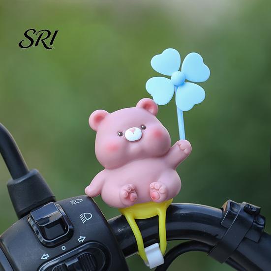 Non-drilling Car Mount Ornament Cartoon Windmill Decoration with Soft Doll Cute Rotary for Dashboard Animal Handlebar & Vent Solar/Manual Spin