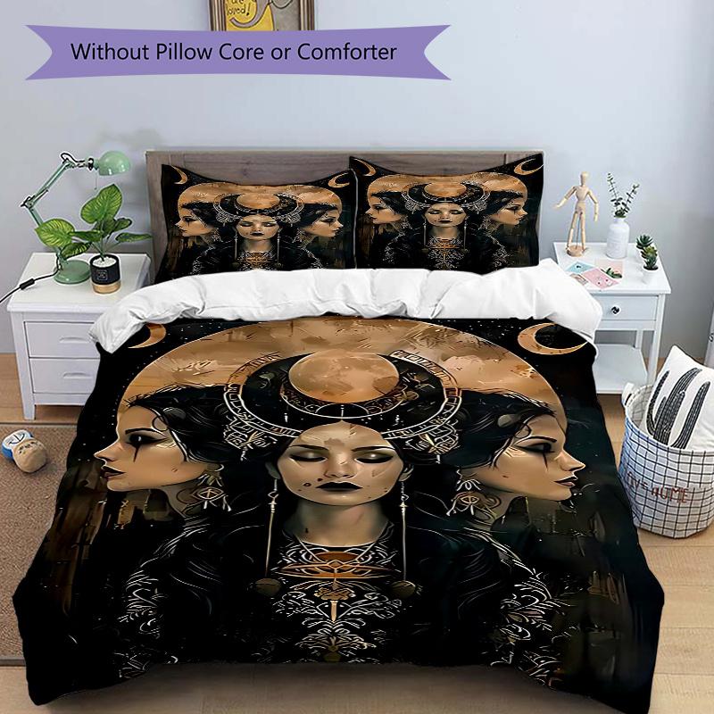 3pcs Anime Cartoon Design Moon Goddess Bedding Set - Includes One Quilt Cover and Two Pillowcases (No Core) - Perfect for Bedroom and Guest Room Decor