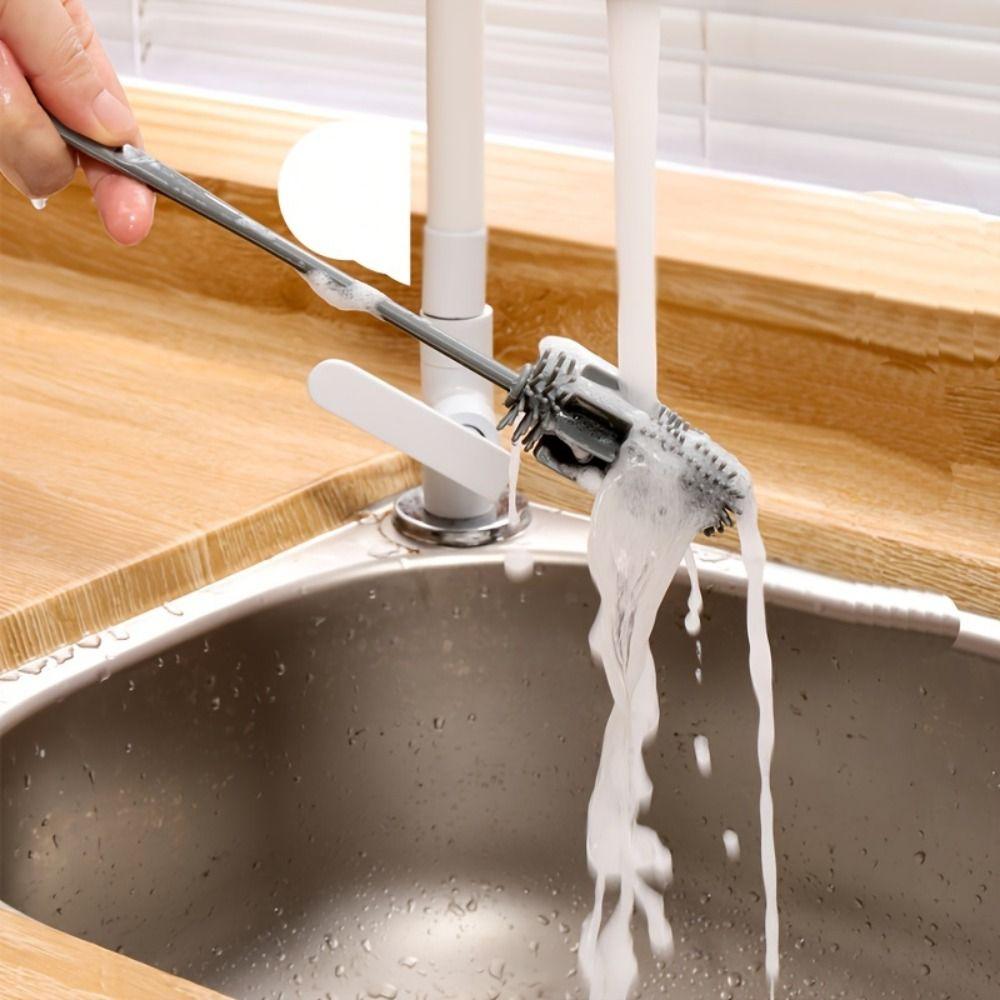 Long Handle Bottle Cleaning Brush Multipurpose Cup Scrubber Cleaning Supplies Glass Cleaner Groove