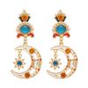 Light Luxury Star Pendant Earrings Ear Jewelry Moon Stud Earrings Vintage Earrings Women  Female