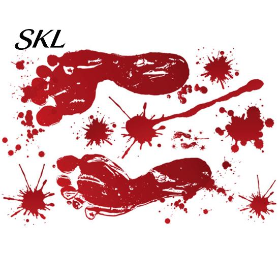 Temporary Removable Decal Halloween Blood Handprints/Footprints Wall Stickers, Decals, Spooky Waterproof Stain-proof Window Cling DIY Decoration