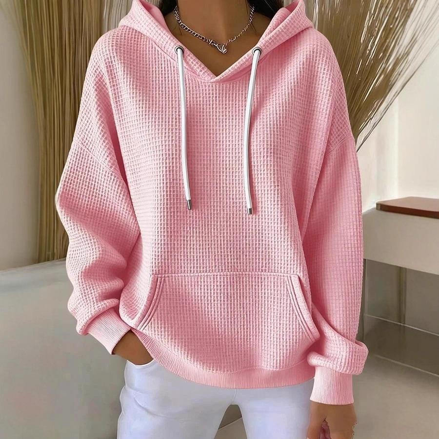 Women S Solid Color Hooded Long Sleeve Casual Sweatshirt