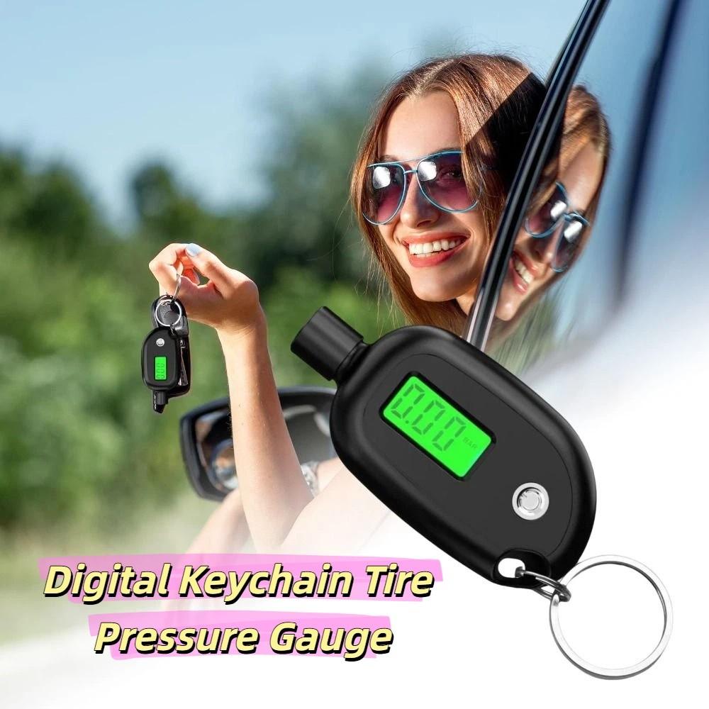 LCD Display Digital Keychain Tire Pressure Gauge Mini Size Digital LCD Display Vehicle Maintenance