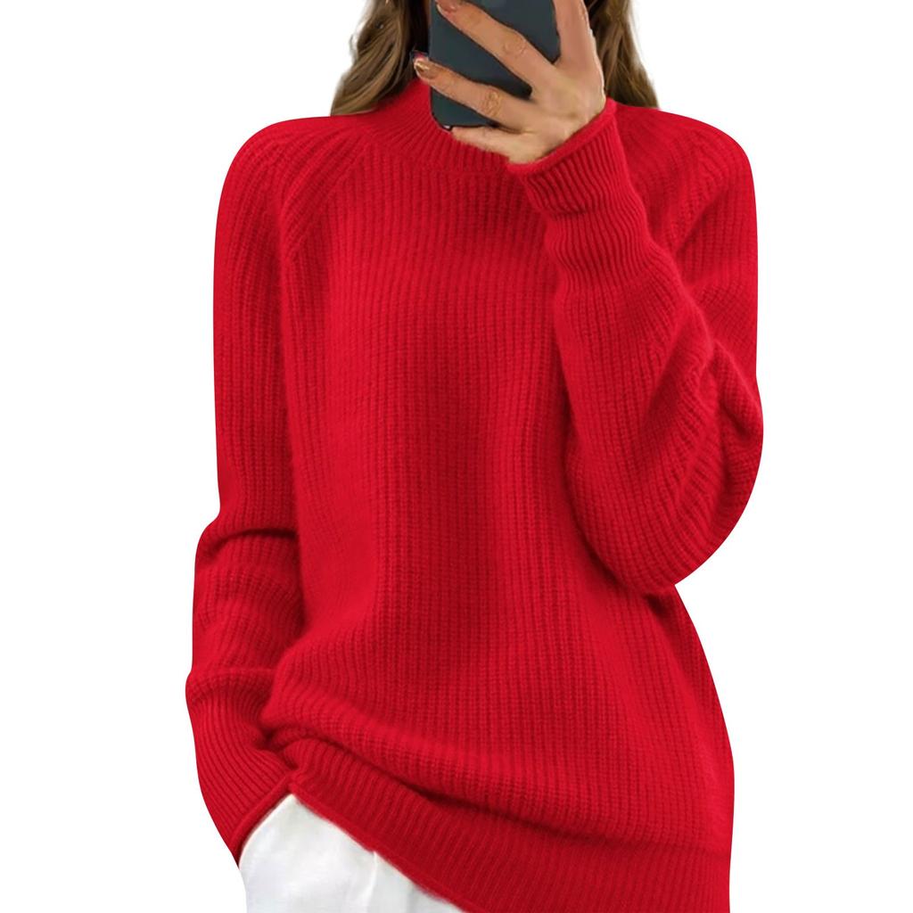 Женский модный круглый вырез однотонный вязаный свитер топ пуловер повседневный свитер