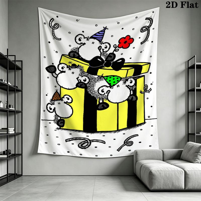 Sheepworld Wall Tapestry Aesthetic Wall Hanging Printed Fabric Blanket Decorative Tapestries for Bedroom Living Room Home Decor