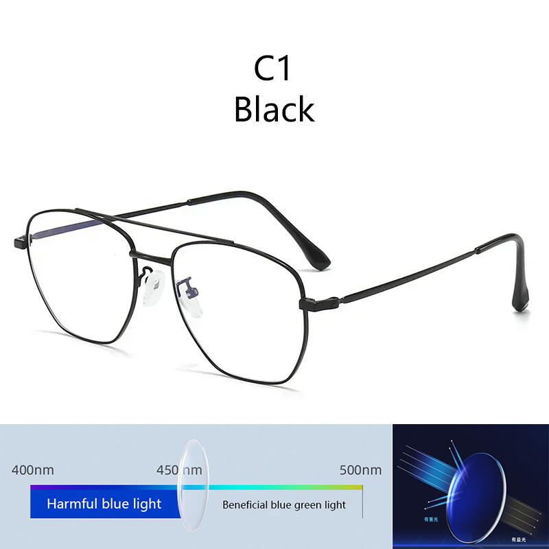 Stainless Steelanti Blue Light Lens Plain Glasses New Flat Light Mirror Double Beam Literature Mirror Frame High Quality