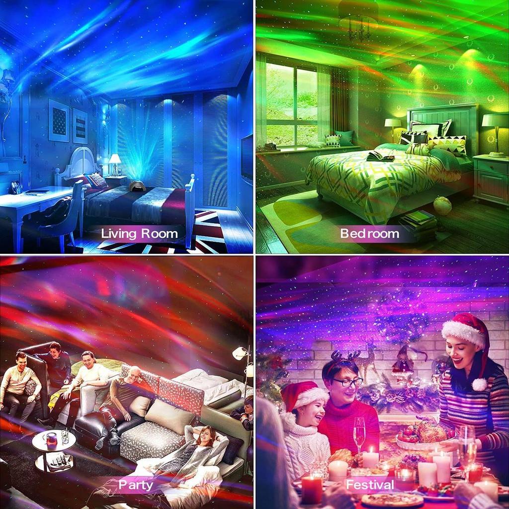 Проектор Аврора, звездный проектор, галактика, ночник, проекция северного света, вращающаяся светодиодная лампа BT, музыкальный динамик, декор для спальни, подарок