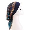 Women Satin Printed Turban Hat Stretch Wide-brimmed Nightcap Fashion Pre-tie Turban Wrap Head Cap Casual Durag Pirate Hat