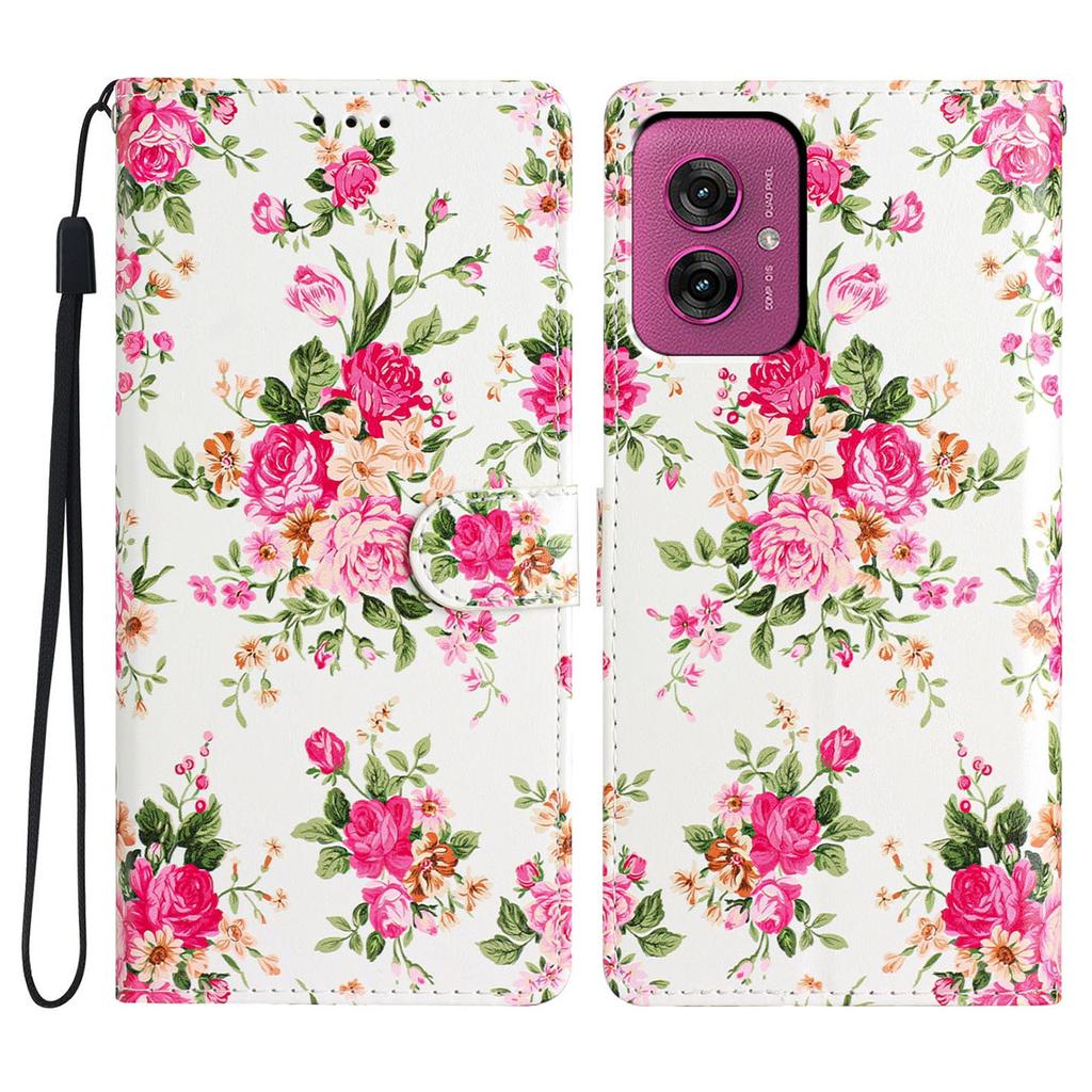 For Motorola Moto G55 5G Wallet Case PU Leather Pattern Printing Stand Phone Cover with Strap