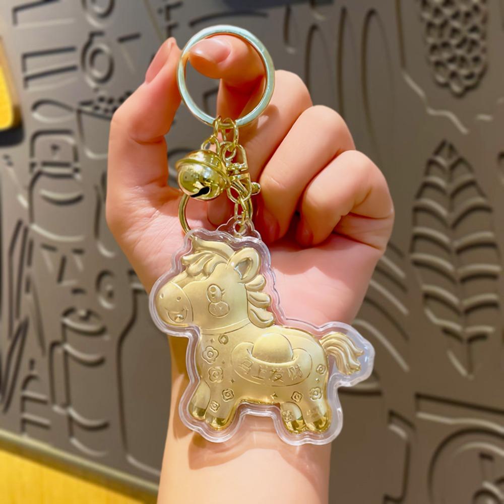 Wealthy Gold Horse Keychains Luck Bag Pendant Bags Accessory Pony Keychain  Chinese New Year
