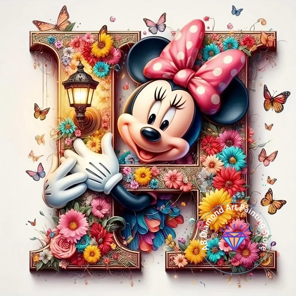 Mickey Mouse Minnie Letter Diamond Painting Kit 5D DIY Diamond Embroidery Cross Embroidery Handmade Art Gift Home Decoration