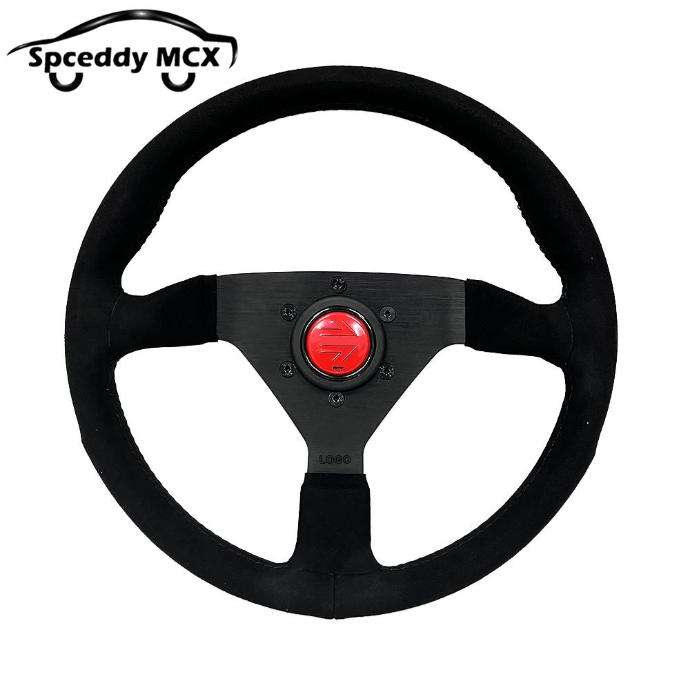 JDM V2 13inch Italy Suede Leather Universal Racing Sport Steering Wheel 320mm Flat Black Red Yellow BlueV232000