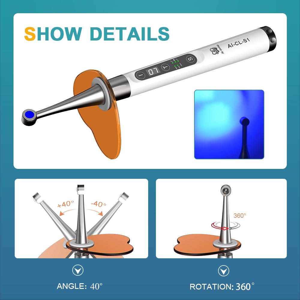 Dental Equipment AI-CL-S1 Cure Light 360 Degree Rotation Curing Lamp Wireless Cordless with 4 Super Light For Oral Treatment