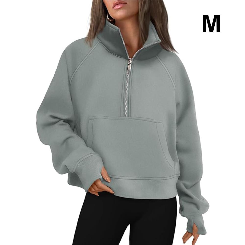 Женские толстовки на молнии, укороченный пуловер, флисовые толстовки на молнии на четверть, осенняя одежда, одежда с отверстием для большого пальца