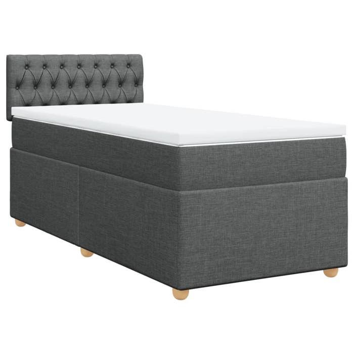 Maison Exclusive - Sommier à lattes de lit avec matelas Gris foncé 80x200 cm Tissu