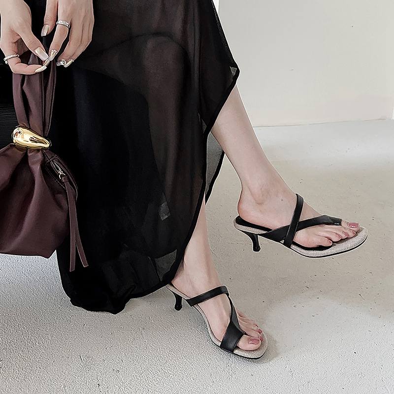 Krazing Pot Летние мюли из овчины, размер 40, шлепанцы, европейский дизайн, слипоны, тонкий высокий каблук, женские босоножки с открытым носком