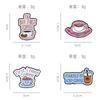 Alloy letter series brooch, personality trend I need coffee English slogan cartoon badge