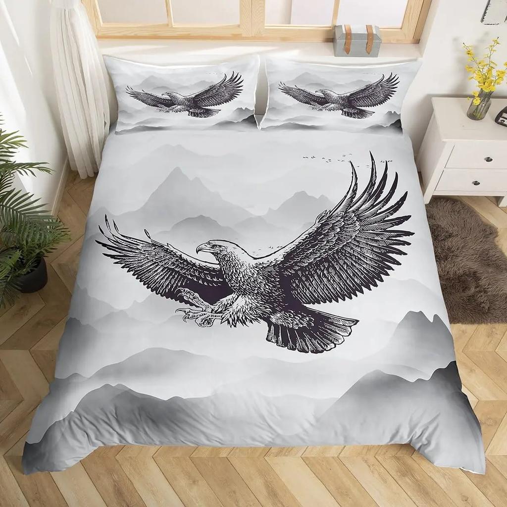 Комплект постельного белья «Африка», вид с воздуха на белоголового орлана, летящего в США, декоративный комплект постельного белья из 3 предметов с 2 наволочками, полный размер King Size