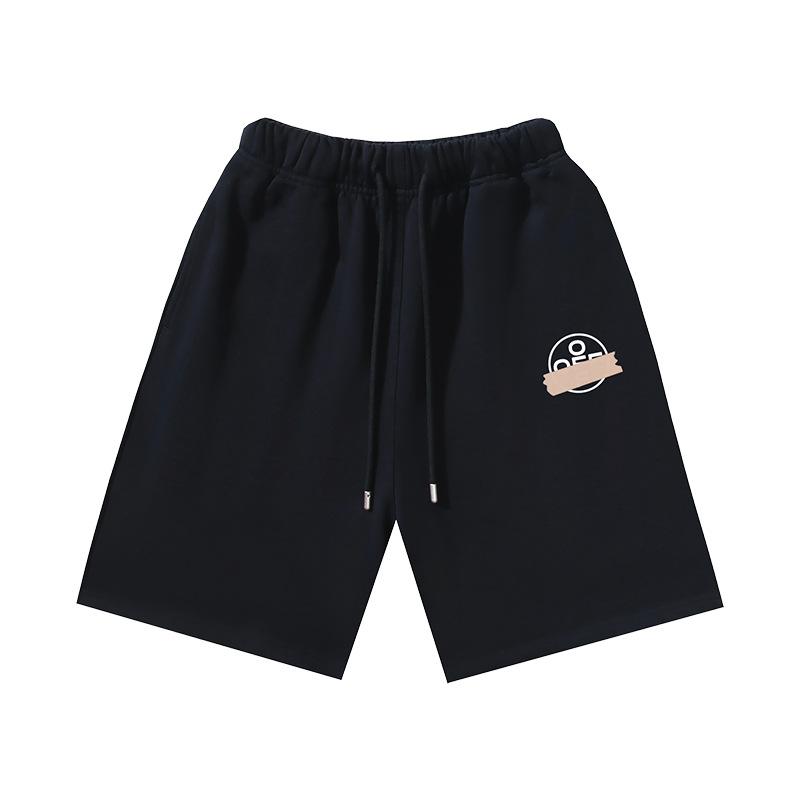 1019 Off-White 2026 Spring/Summer New OW Tape Slant Stripe Pattern Printed Men's and Women's Casual Loose Shorts