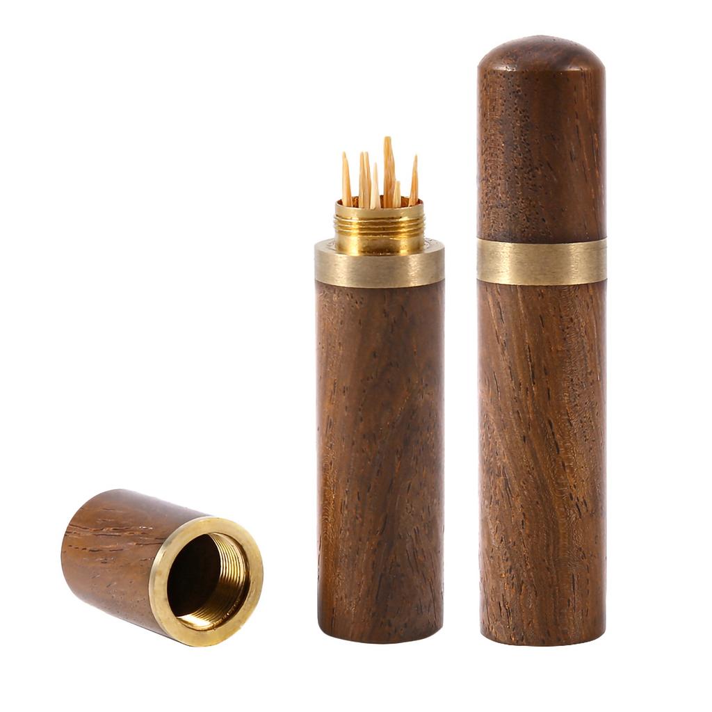 Natural Wood Toothpick Holder Capsule Case Portable Craft (Blackwood)