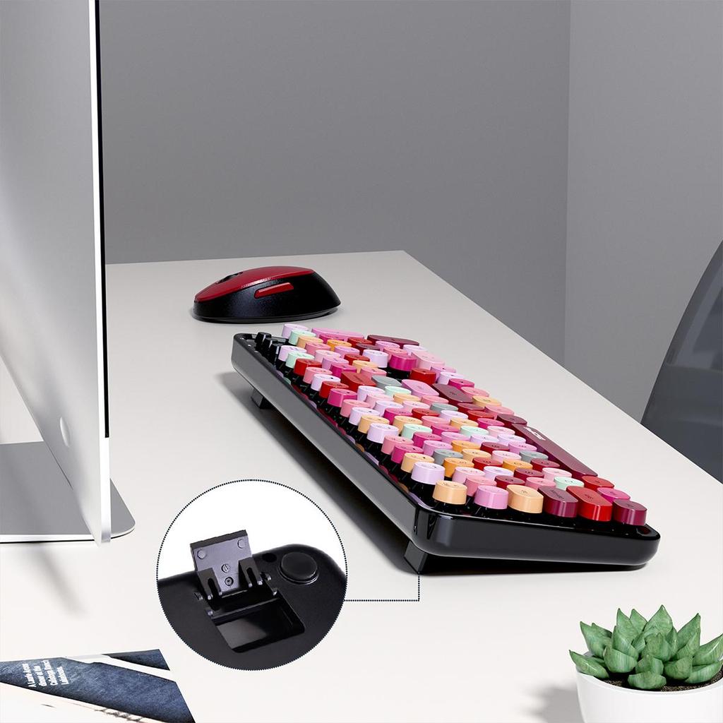 Mofi Sweet Wireless Retro клавиатура и мышь Настройка: Эргономичная конструкция, 104 клавиши, полезная для игр на ноутбуке и офисных задач