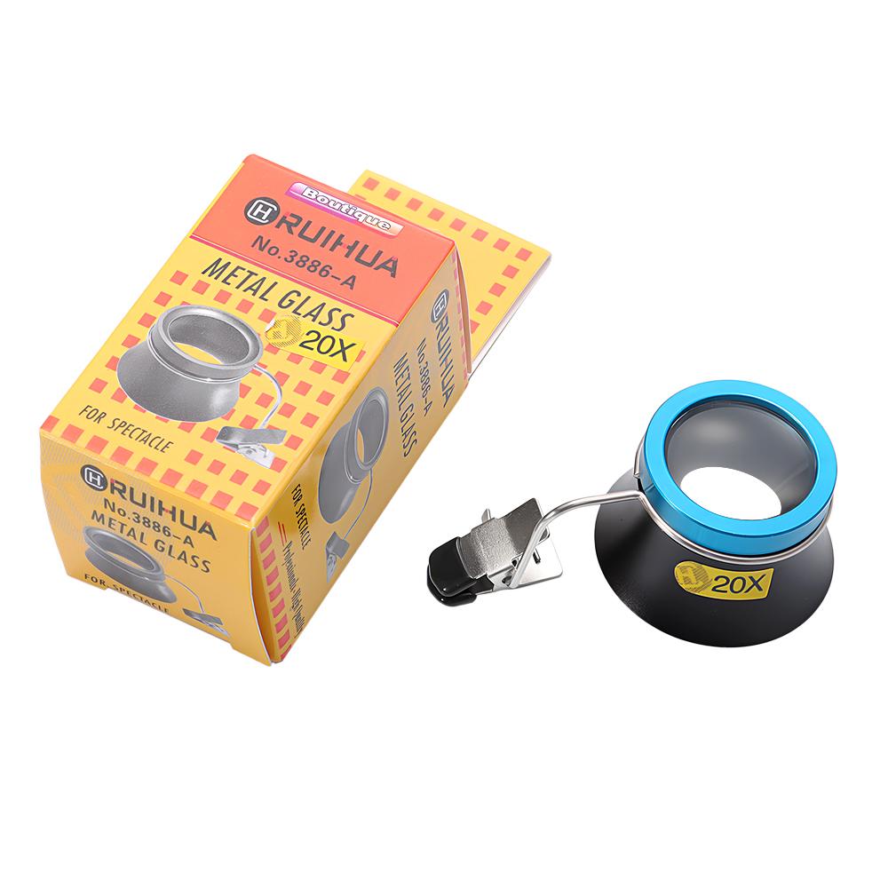 Eyeglass Magnifier Clip-On Eye 5X 10X 20X Loupe Magnifying Lens Portable Eyepiece Process Operation Watchmakers Repair Tool