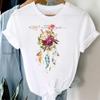Women Watercolor Abstract Painting Print Short Sleeve Tee Top Fashion Tshirt Clothing Casual Summer Lady Female Graphic T-shirt