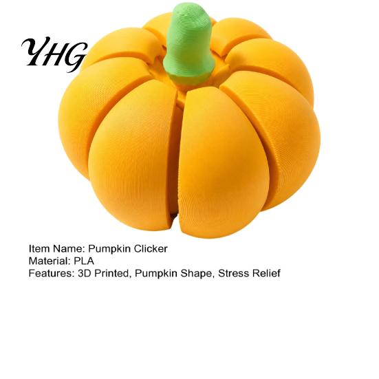 Stress Relief Sensory Tool 3D Printed Pumpkin Fidget Clicker, Clicky Toy, Handheld ClickerToy Mini Finger Halloween Thanksgiving Harvest Holiday Gift