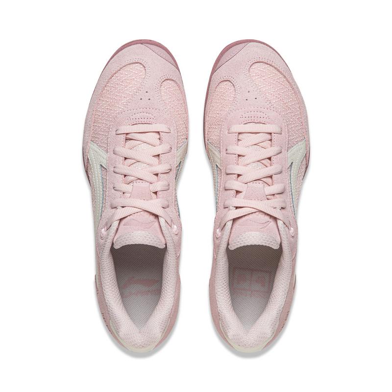 Li Ning Серия для пинг-понга Модные спортивные Удобные Износостойкие Дышащие Функциональные Кроссовки для настольного тенниса Унисекс Обувь Светло-розовый Кремовый AZGV303-2