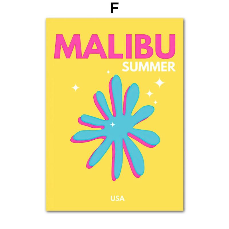 Color Travel City Abstract Posters Prints Ibiza Bondi Miami Palms Mykonos Wall Art Canvas Painting Pictures Bar Hotel Room Decor