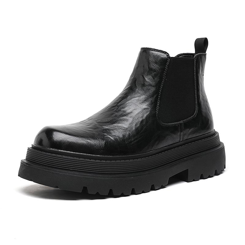 Модные мужские кожаные туфли на толстой подошве Модный дизайнерский стиль Для улицы, прогулок, отдыха, бизнеса, вечеринок, офисные мужские черные ботинки