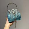 Стильная мини-изысканная плиссированная сумка, блестящая цветная в горошек с бриллиантами, нишевая, высококачественная, для ручной переноски, портативная, сумка-мессенджер