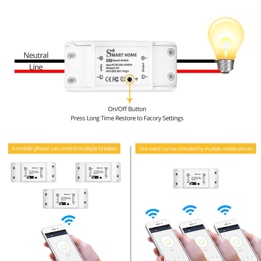 Tuya Smart WiFi Switch 10A Intelligent Universal Breaker Smart Life APP Remote Alexa Google Home Voice Control Timer Function