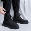 2025 осень и зима новые черные кожаные ботинки средней высоты мужские британские восьмидырочные ботинки Мартин на толстой подошве с высоким берцем 3308-R