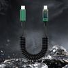 Charging Cord Spring Retractable Design 480Mbps High Speed PD100W Intelligent Display Fast Charging Data Cable