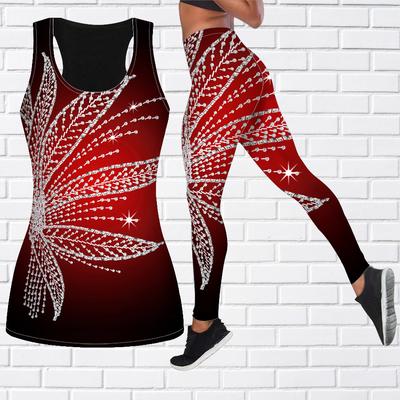 Красный наряд для йоги с принтом кокосовой пальмы для женщин, модные леггинсы для тренировок, спортивные повседневные штаны для фитнеса и йоги