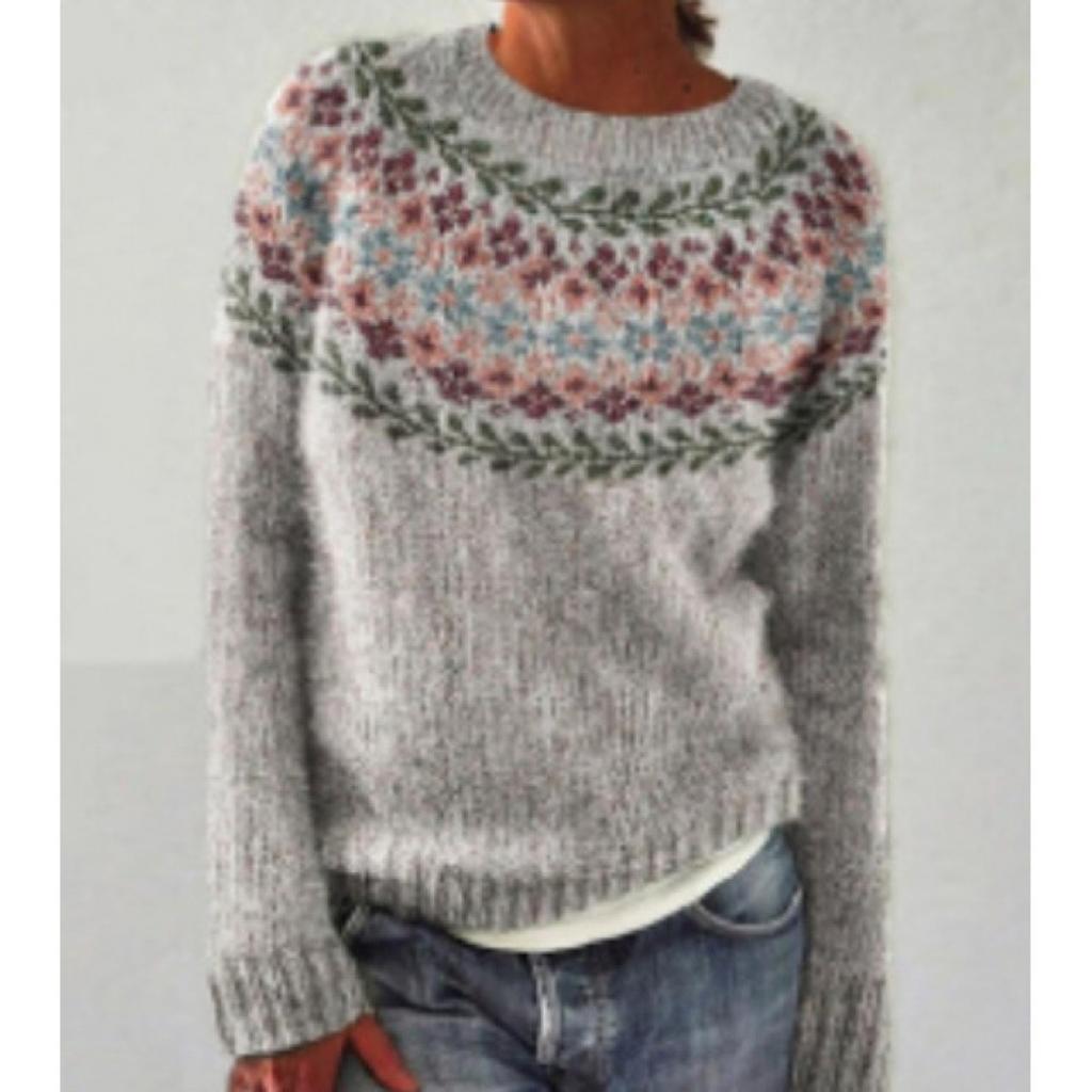 Women's Round Neck Color Blocked Loose and Fashionable Pullover Knitted Sweater for Autumn and Winter