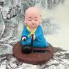 1Pc Car Dash Board Home Office Decoration Solar Powered Bobble Shaking Head Dancing Toy Buddhist Monk Figurines Statues