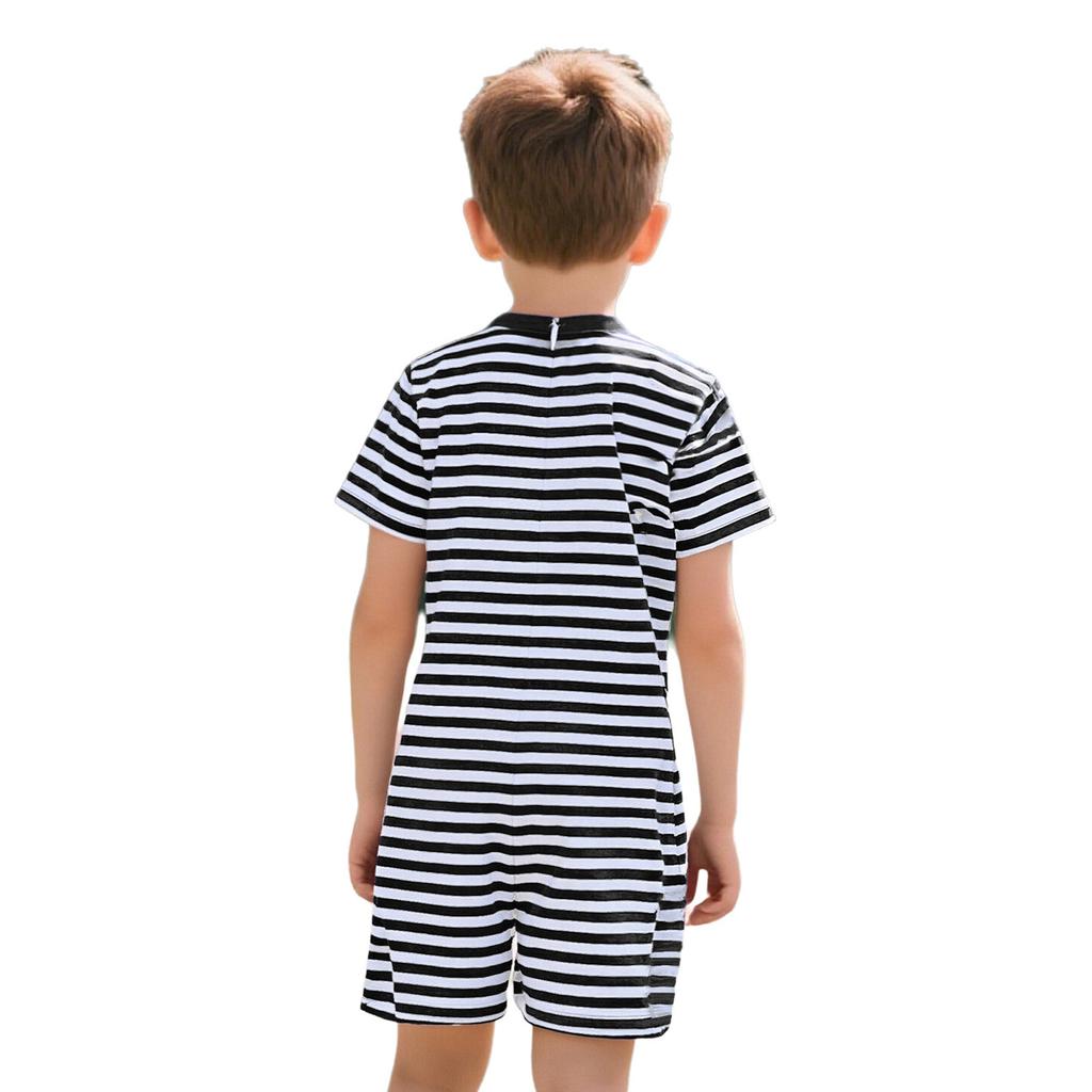 Thigh-Length Anti-Strip Romper for Kids: Invisible Back Zip, Breathable Short Sleeve, Ideal for Sensory & Behavioral Care
