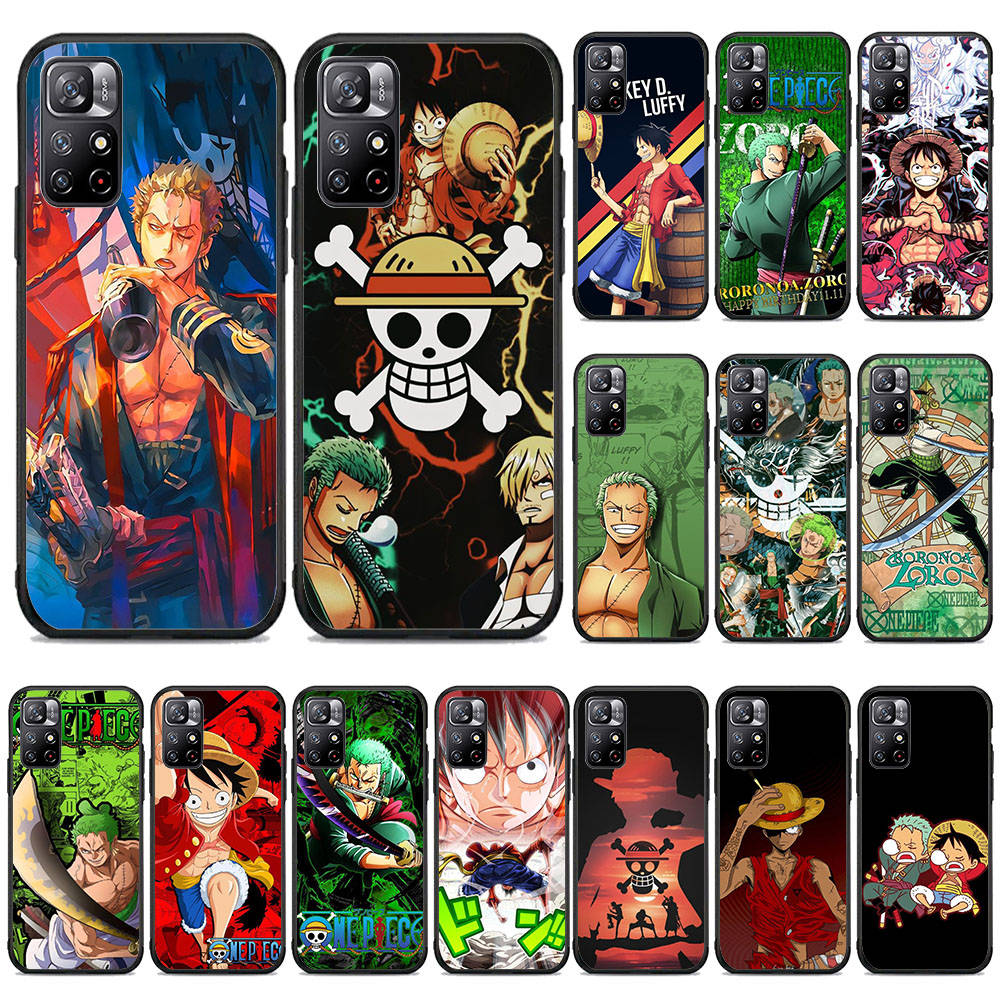 Мягкий черный чехол BW-35 One Piece Luffy Zorro для iPhone XR 14 15 11 12 13 6 7 8 X XS Pro Max Samsung S22 S23 S21 S24 FE Ultra S8 Plus