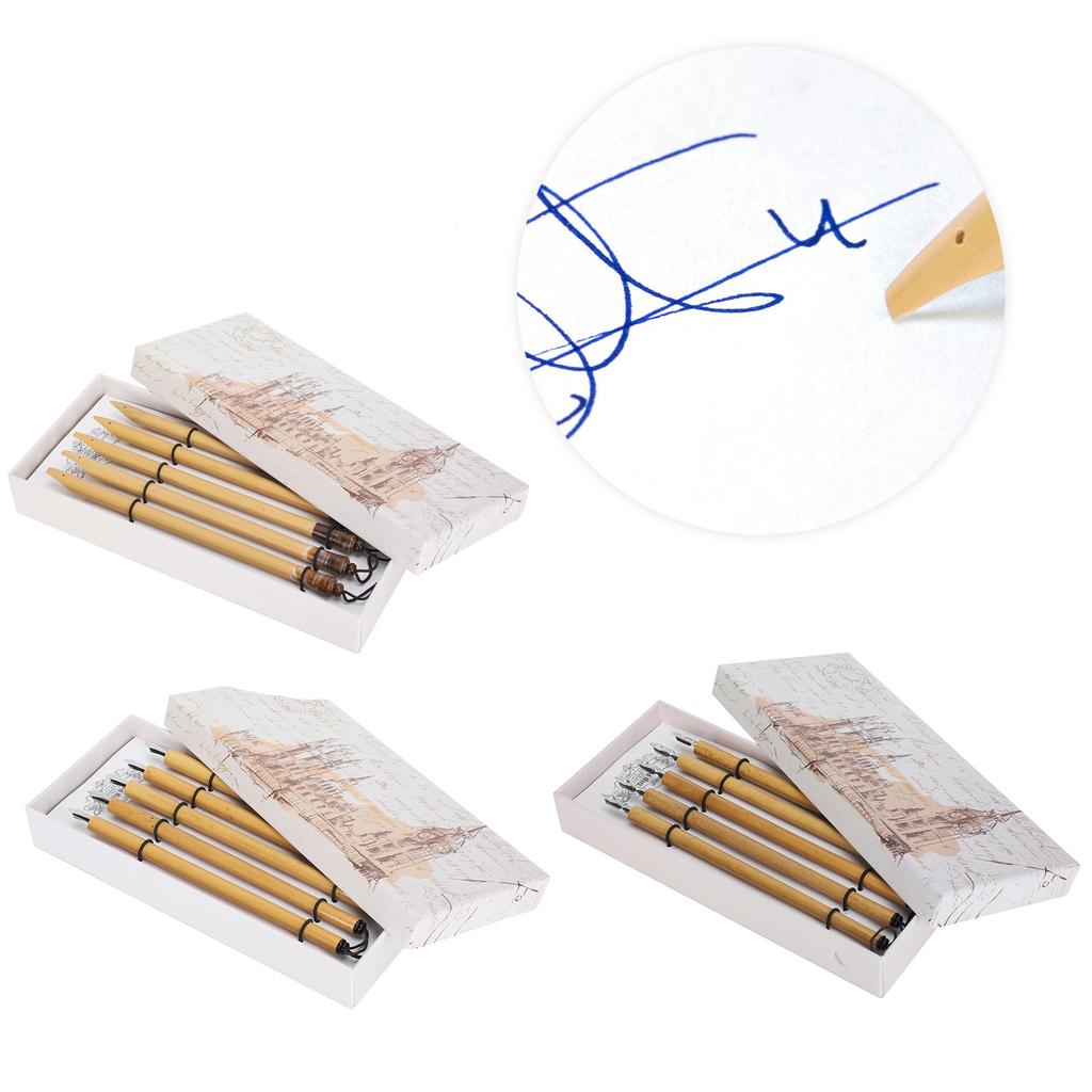5 шт., перо ручной работы, манга, каллиграфия, винтажный бамбуковый рисунок, комплект для рисования, школьные принадлежности