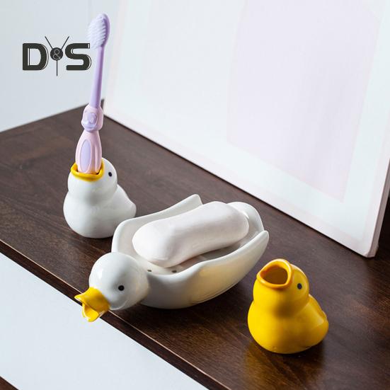 Милый держатель для зубных щеток в виде утки, высокая прочность, легко чистить, стойка для хранения зубных щеток в форме животного, украшение для ванной комнаты