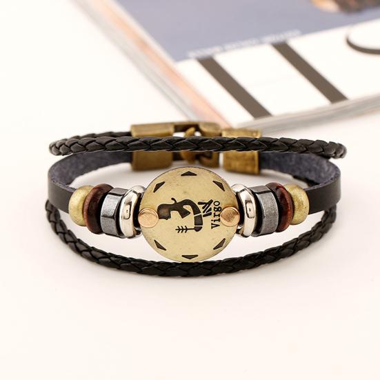 Браслет для пар Изысканный узор Износостойкий браслет из искусственной кожи созвездия с многослойной плетеной веревкой