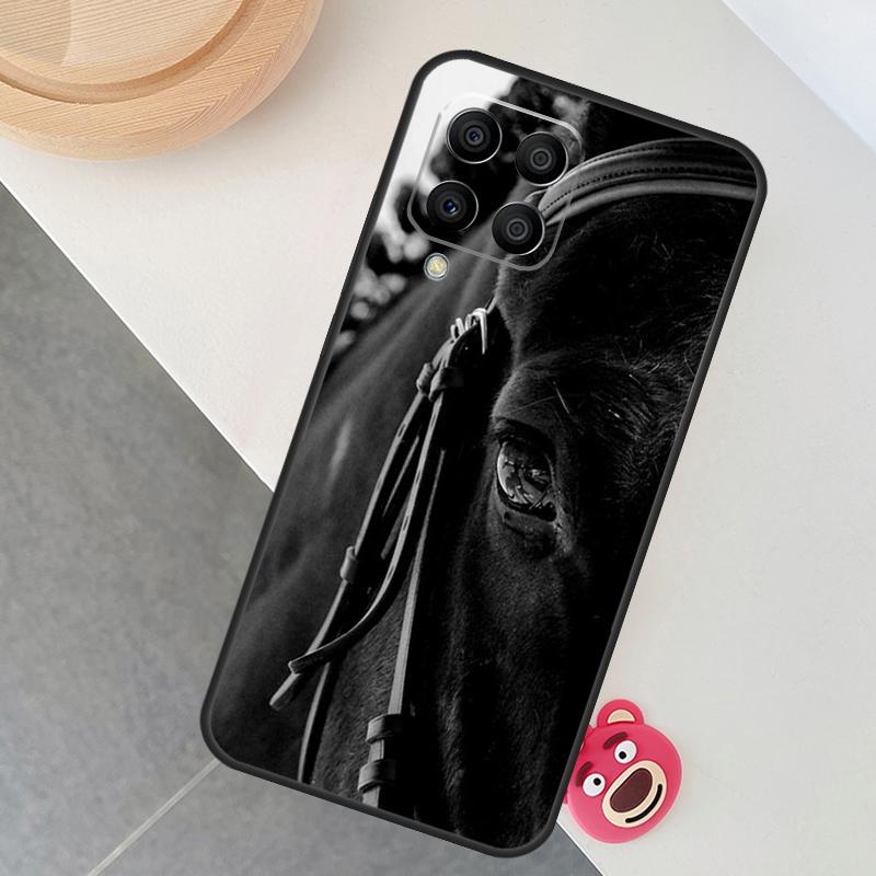 Black White Horse Case For Samsung Galaxy M12 M32 M52 M15 M35 M55 M31 M56 M36 M16 M06 M13 M33 M53 M14 M34 M54