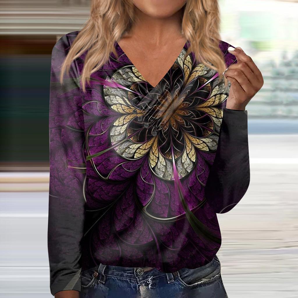 Women's Shirts Dressy Casual Sexy Fashion Pleated V Neck T-Shirts Button-down Fashion Clothing Tunics T-Shirts Pullovers