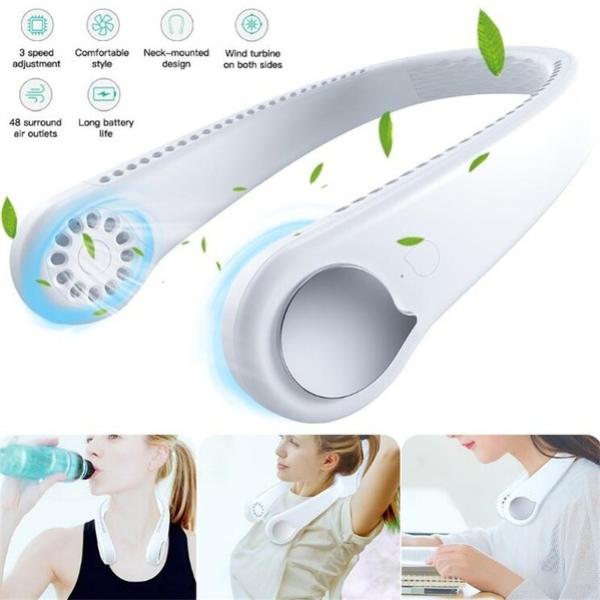 Портативный подвесной вентилятор на шею, мини-электрический беспроводной вентилятор, USB перезаряжаемые безлопастные бесшумные вентиляторы, кондиционер-кулер для спортивного вентилятора